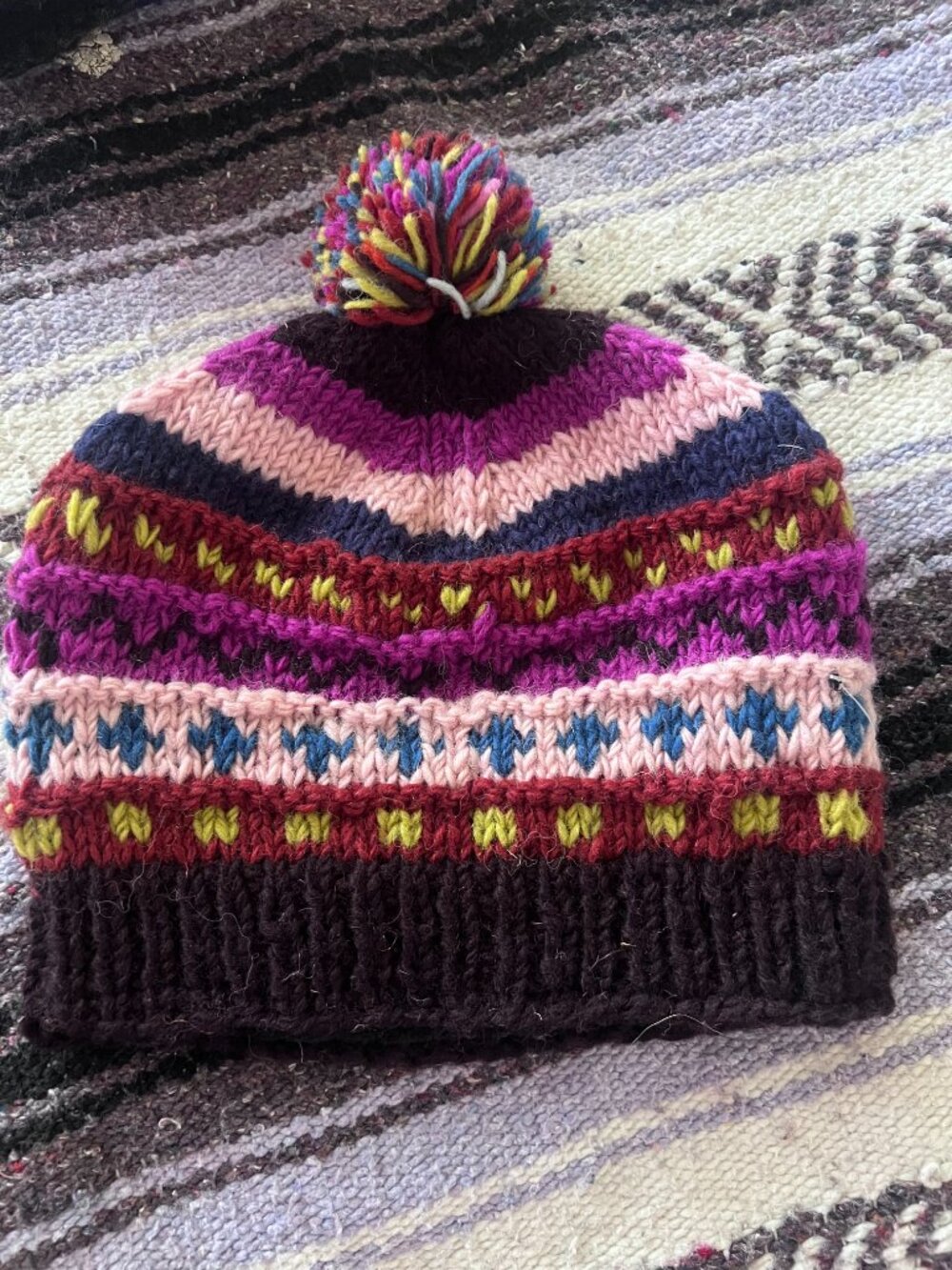 Handmade Wool Knit Fleece Lined Beanie